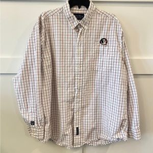 FSU Seminoles Men's XL Plaid Cotton Long‎ Sleeve Button Shirt